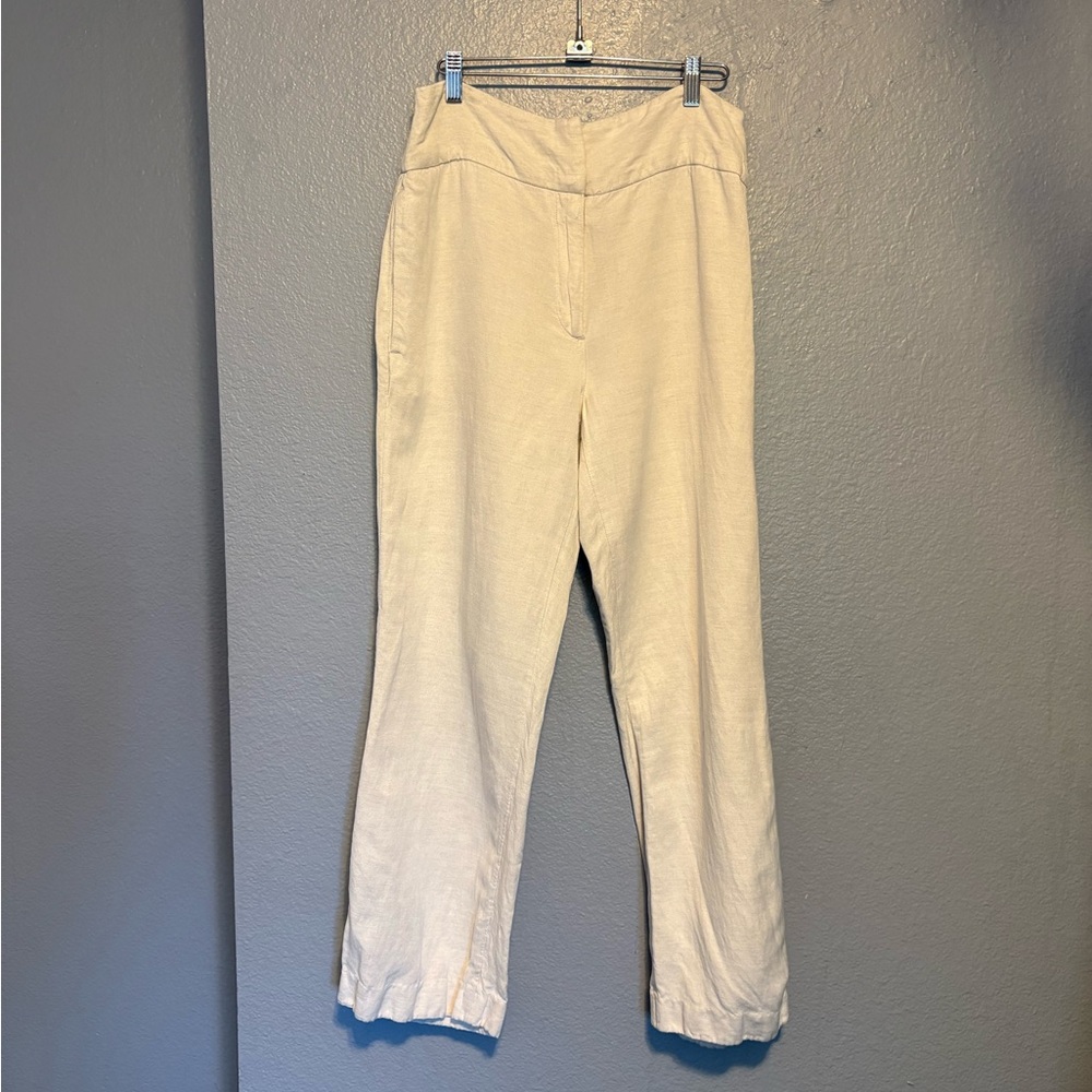 H&M Cream Straight Leg Linen Pants